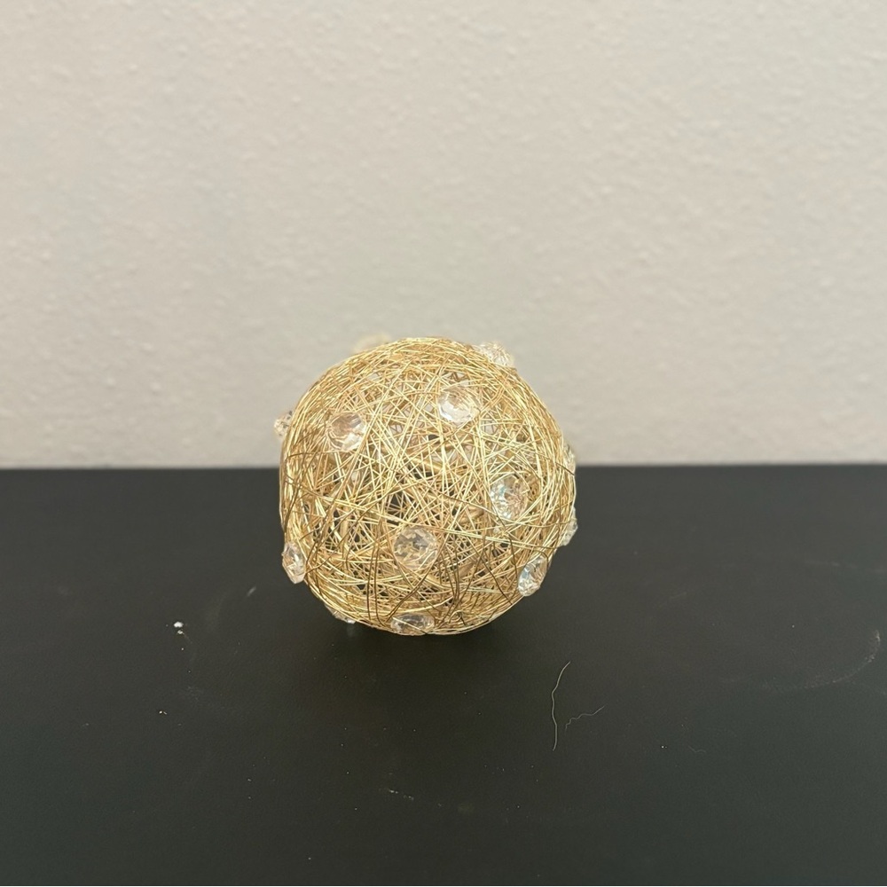 Gold Decorative Sphere with Crystal Accents